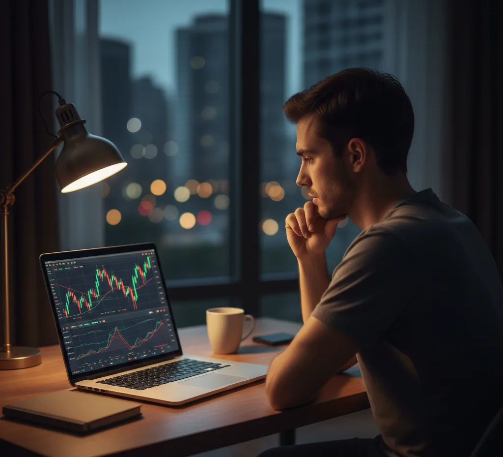 Investor analyzing cryptocurrency market trends in 2026