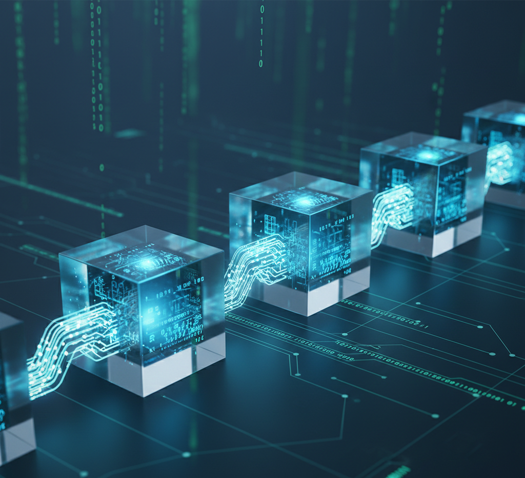 Diagram showing how cryptographic hashes secure blockchain technology by linking blocks of data together