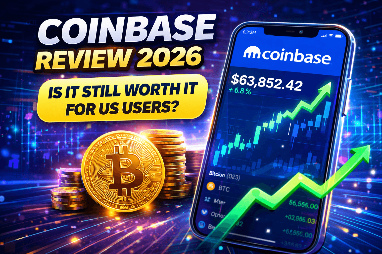 Coinbase review 2026 crypto app USA interface Bitcoin price chart mobile