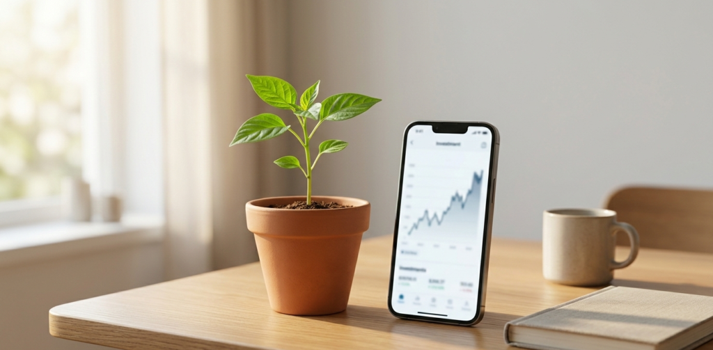 Beginner starting crypto investing with a small $100 investment in 2026 using a smartphone trading app.