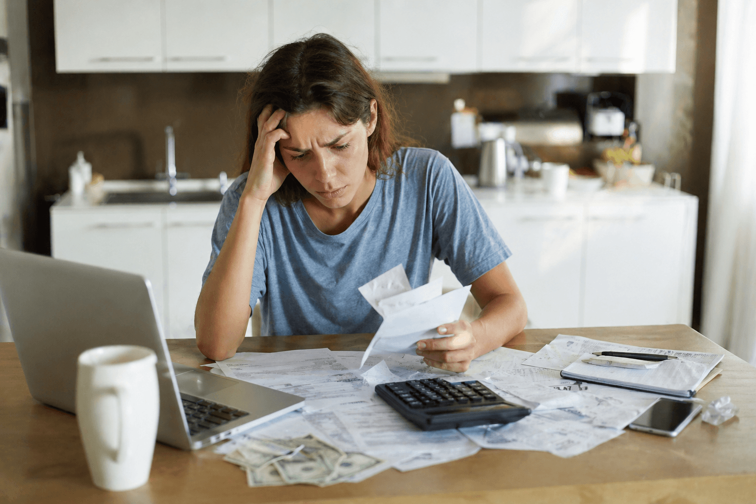 American woman stressed about emergency savings — 37% of Americans can't cover a $400 emergency in 2026