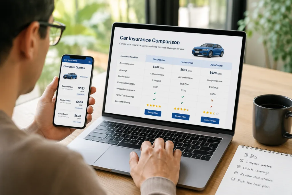 How to compare car insurance quotes online and save money in 2026 — step by step guide for Americans